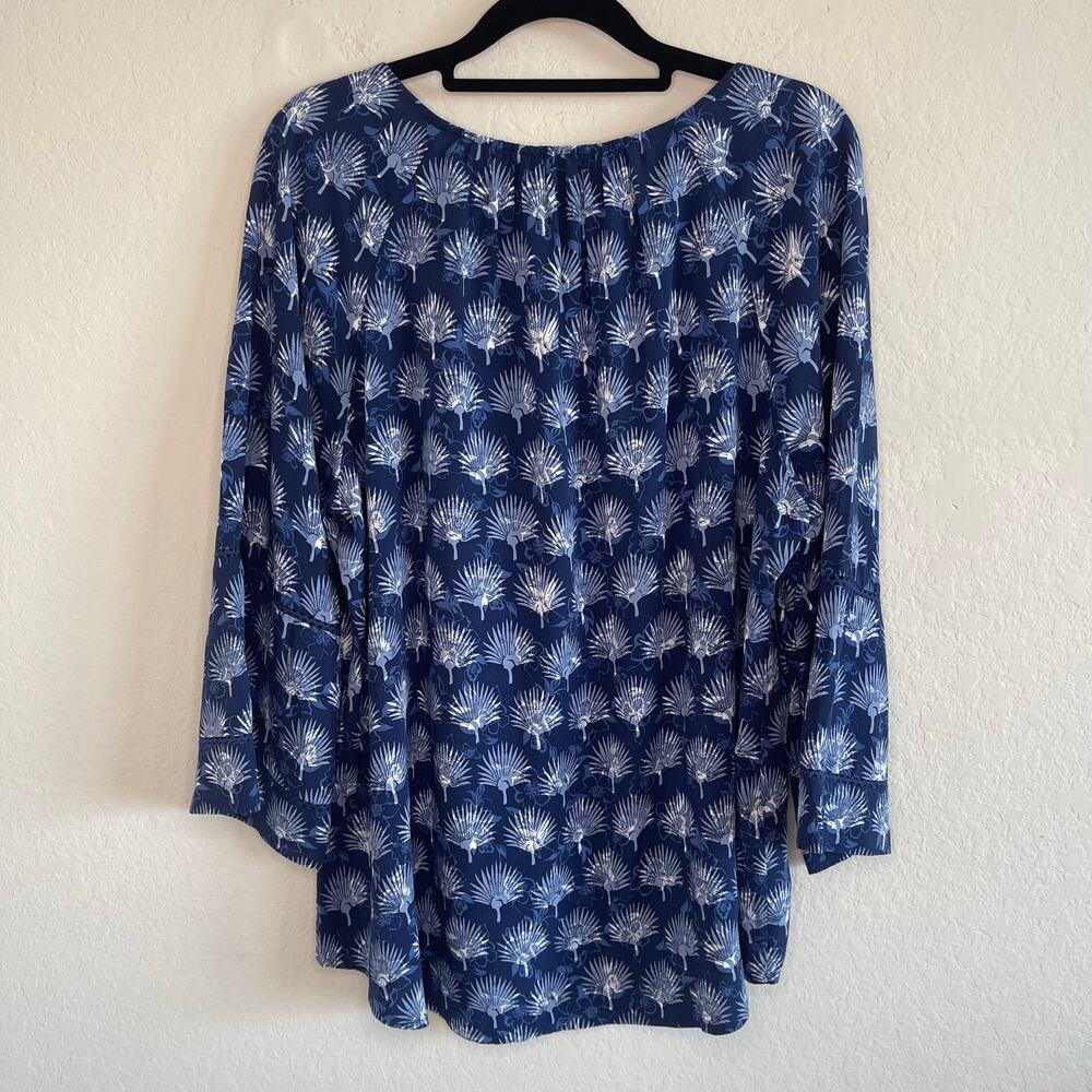 Tommy Bahama Fan Fair 3/4 Sleeve Blouse Top Island Navy Womens - Size L - Picture 6 of 6